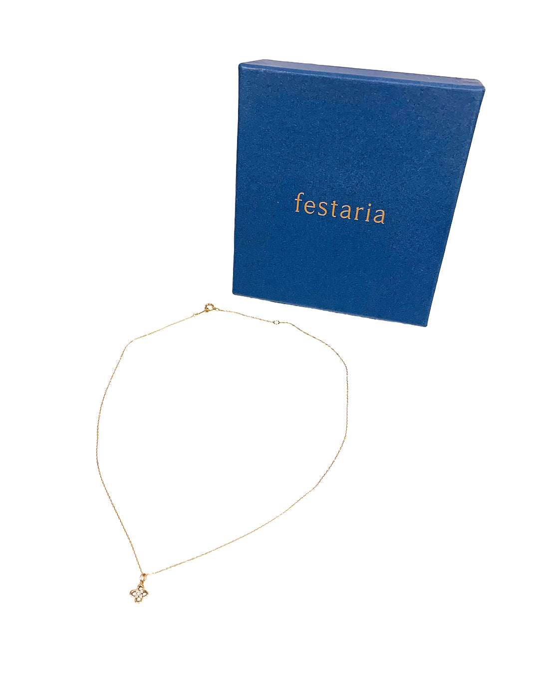 festaria K10 pink gold diamond necklace